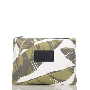 ALOHA Collection Olive Green and White Leaf Print Pouch
